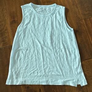 J.Crew Sleeveless Knit Goods Linen Tank Top Round Neck Blue Women's Size XS